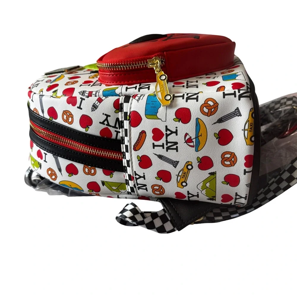 Loungefly I Heart NY Mini Backpack Big Apple Taxi AOP White Red ILNYBK0001 NEW